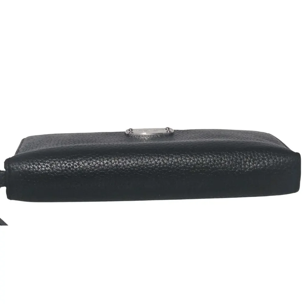 Michael Kors Jet Set Travel Continental Wristlet Wallet - Black Pebbled Leather